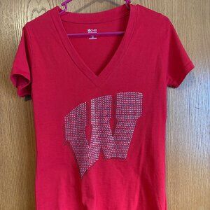 Red Rhinestone Flying W Wisconsin Badgers T-Shirt